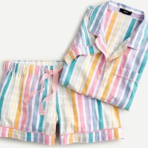 J. Crew Cotton Poplin Pajama Short Set Rainbow Gingham Women's L Large